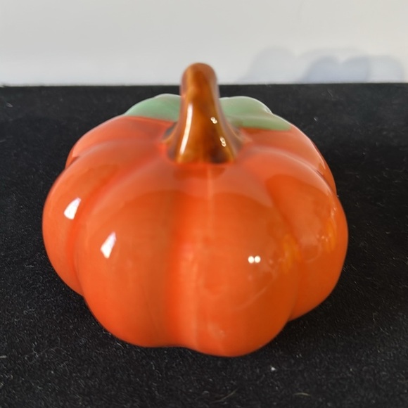 Vibrant Mini Orange Ceramic Pumpkin 3 Inches - Picture 4 of 5